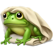 frog with blanket around its head  sticker