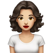 Dark hair brown eyes red lipstick white t-shirt sticker