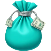 turquoise money bag with silver detail sticker
