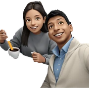 smiling girl with coffee cup sticker