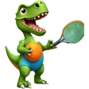 Dinosaur playing pickleball sticker