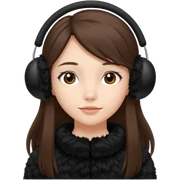 
Black fluffy earmuffs with long straight brown hair for girls sticker