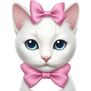 White cat with pink bow sticker