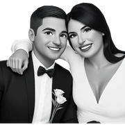 monochrome couple with flowers sticker