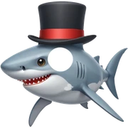 Shark with a top hat sticker