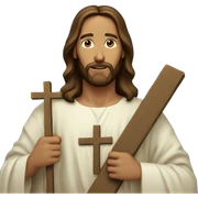 Jesus holding a cross sticker