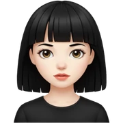 Pale skin girl with black hair and bangs sticker