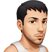 male, wearing a white tank top, brown short hair sticker