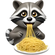Raccoon eating spaghetti sticker