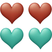 Two hearts: one teal and one red sticker