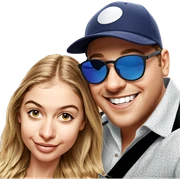 smiling duo with sunglasses sticker