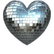 Chrome shiny Disco ball heart  sticker