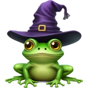 Frog wearing witch hat sticker