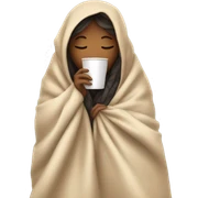 girl inside a blanket sipping coffee eyes closed sticker