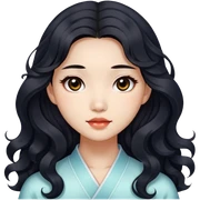 Beautiful girl,Black hair,wavy hair，long hair,Black eyes,Chinese sticker