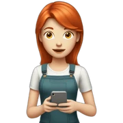 red-haired girl with a smartphone sticker