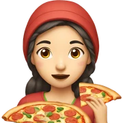 asian girl eating pizza sticker