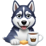 Husky drinking hot tea with marshmallows in it sticker
