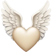 beige heart with white angel wings sticker