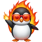 Penguin on fire wearing sunglasses sticker