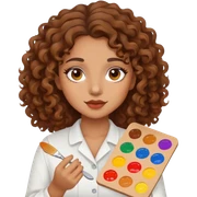 girl with brown curly hair holding paint palette  sticker
