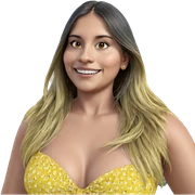 smiling girl in yellow dress sticker