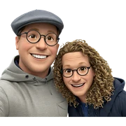 happy boys with glasses sticker
