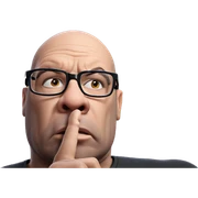 thoughtful bald man with glasses sticker