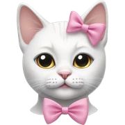 White cat with pink bow on its ear with eyeliner  sticker