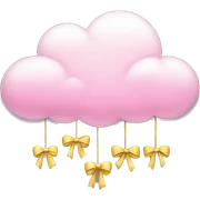 Cloud with pink hanging bows sticker