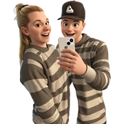 happy boy taking selfie sticker