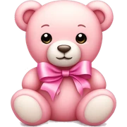 Soft pink teddy bear with pink ribbon sticker