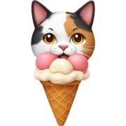 calico cat with icecream  sticker