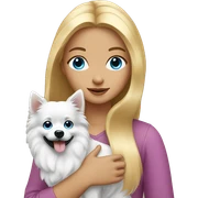 Blonde girl blue eyes holding spitz  sticker