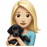 Blonde girl with black lab puppy sticker