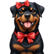 Chubby Rottweiler with red bow sticker