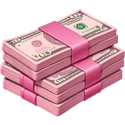 A stack of pink money  sticker