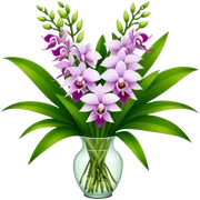 big bouquet Dendrobium Orchid, stem, leaf sticker