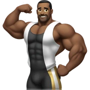 Bodybuilder is showing off his shoulder sticker