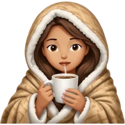 girl inside a blanket sipping coffee eyes closed sticker