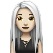 White skin gothic girl emoji with black dreadlocks   sticker