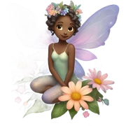 Watercolor flying fairy floral feminine ￼ sticker