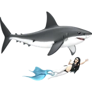 nude girl swimming with shark sticker