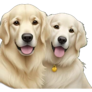 one white golden retriever and one golden retriever sticker