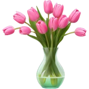 Pink tulips in glass vase  sticker