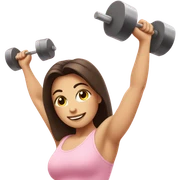 Pretty brunette lifting weights above head in light pink  sticker