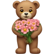 Teddy bear holding flowers  sticker