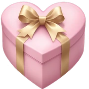 pale pink heart box, pale pink bow, filled with chocolates inside sticker