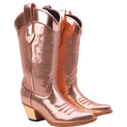 Realistic rose gold colored fashion cowgirl boots with sparkly shiny glitter fringe on them. sticker