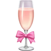 pink champagne flute with a bow sticker